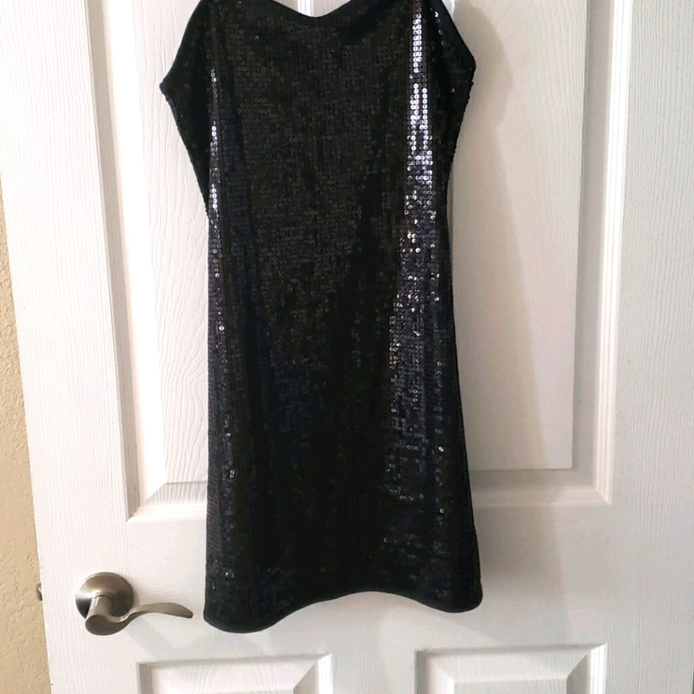 Black sequin mini dress